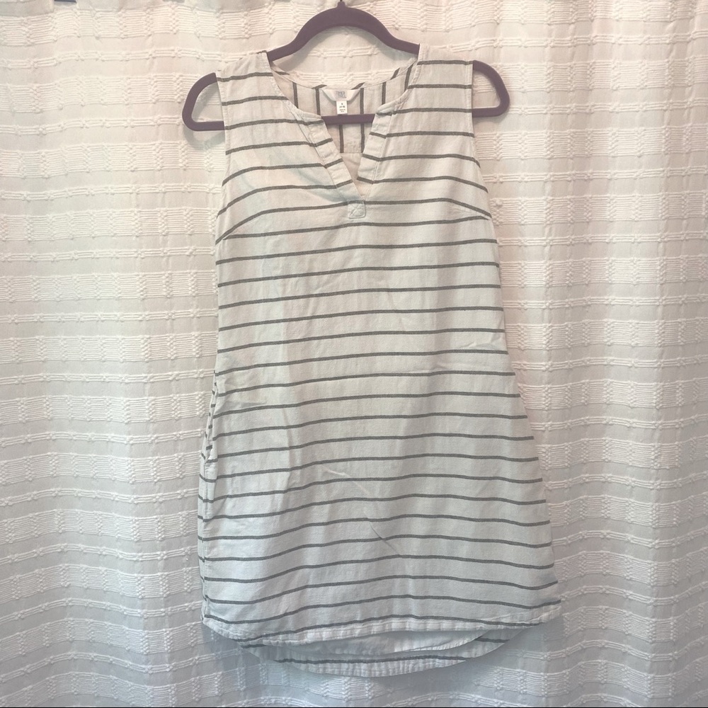 S White and Grey Striped Dress w/ POCKETS